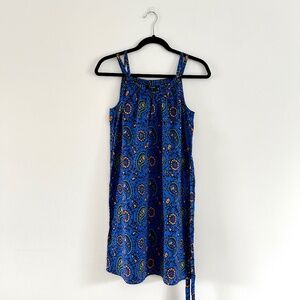 J. Crew Factory Blue Paisley Cotton Sundress Scoop Neck with Belt Size XS